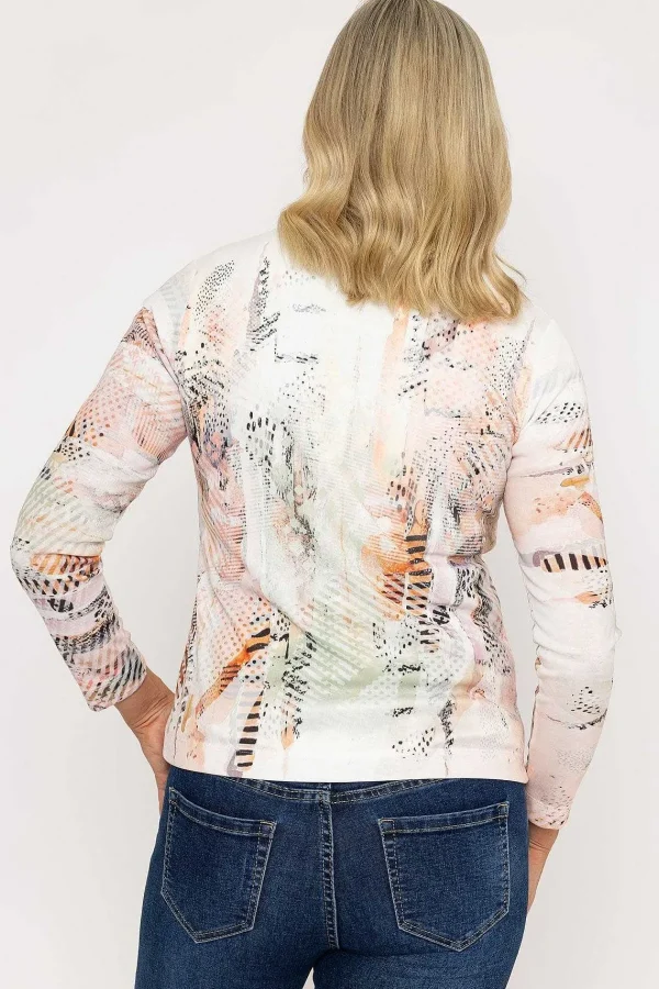 Kalisson Abstract Printed Zip Up Jacket In Peach*Women Coats & Jackets