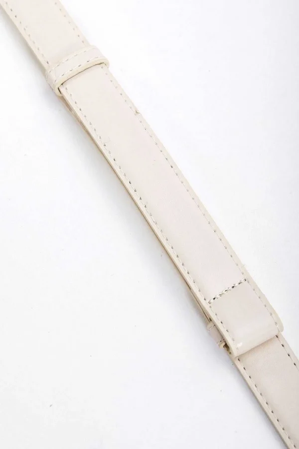 SOUL Accessories Adjustable Gold Clasp Belt In Cream*Women April Edit