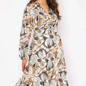 Pala D'oro Alina Cream Print Midi Dress* Sale Dresses