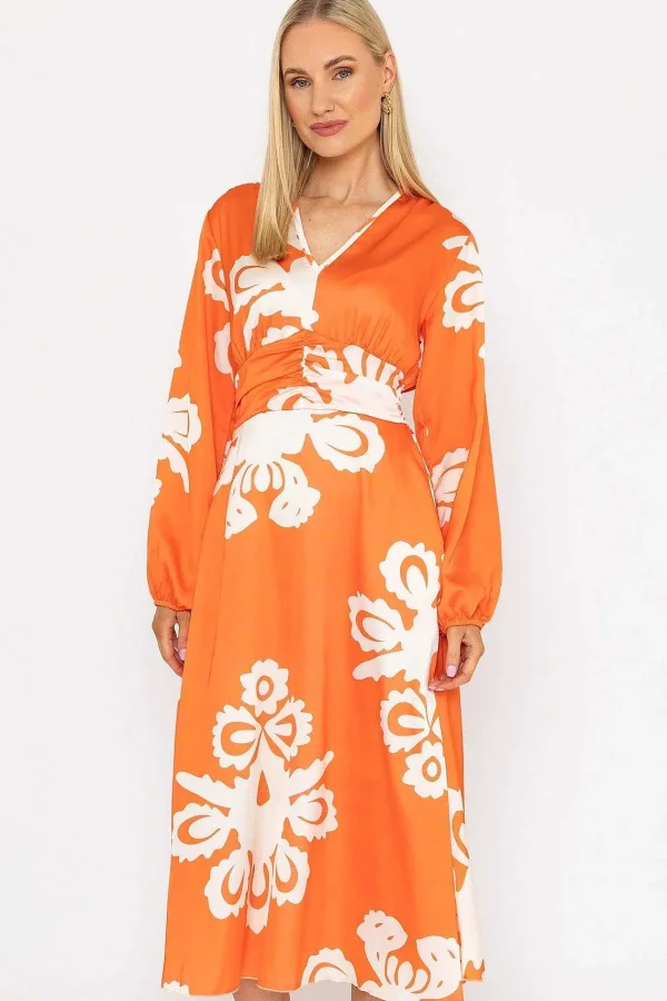 Pala D'oro Alina Midi Dress In Orange Print*Women Dresses & Jumpsuits