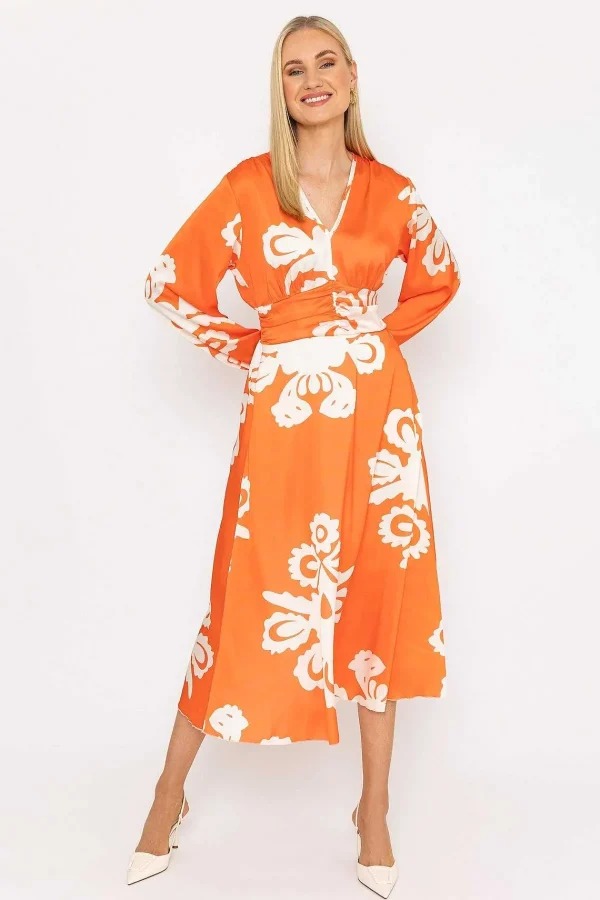 Pala D'oro Alina Midi Dress In Orange Print*Women Dresses & Jumpsuits