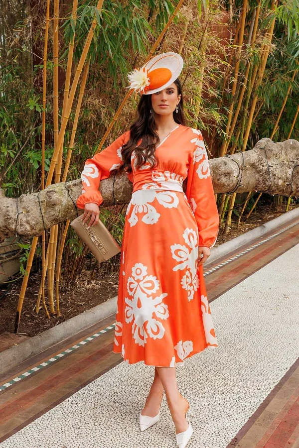 Pala D'oro Alina Midi Dress In Orange Print*Women Dresses & Jumpsuits