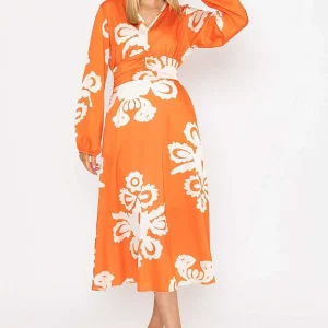 Pala D'oro Alina Midi Dress In Orange Print*Women Dresses & Jumpsuits