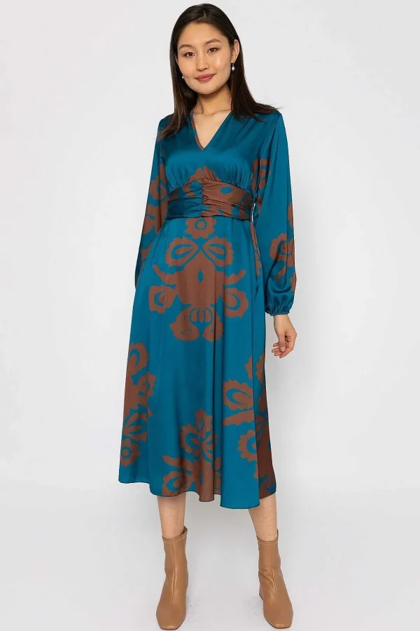 Pala D'oro Alina Teal Print Midi Dress*Women Dresses & Jumpsuits