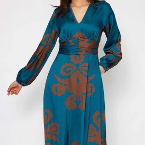 Pala D'oro Alina Teal Print Midi Dress*Women Dresses & Jumpsuits