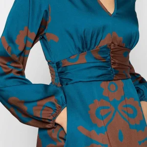 Pala D'oro Alina Teal Print Midi Dress*Women Dresses & Jumpsuits