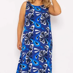 Ulla Popken A-Line Midi Dress In Blue Print*Women Dresses & Jumpsuits