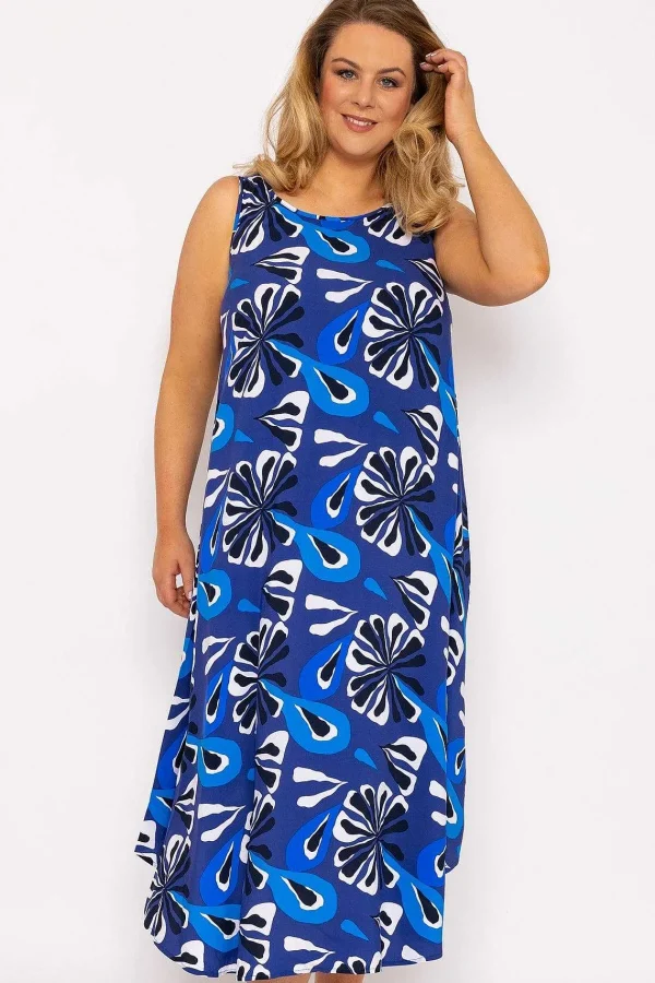 Ulla Popken A-Line Midi Dress In Blue Print*Women Dresses & Jumpsuits