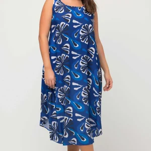 Ulla Popken A-Line Midi Dress In Blue Print*Women Dresses & Jumpsuits