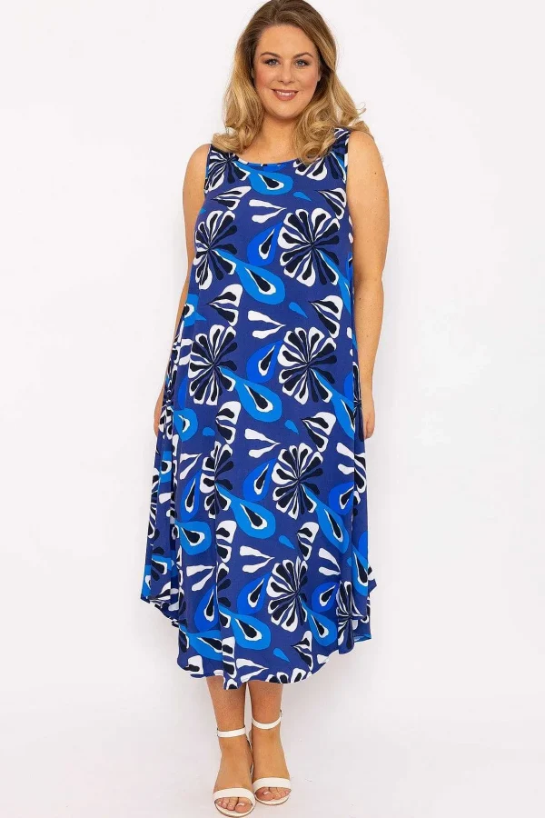 Ulla Popken A-Line Midi Dress In Blue Print*Women Dresses & Jumpsuits