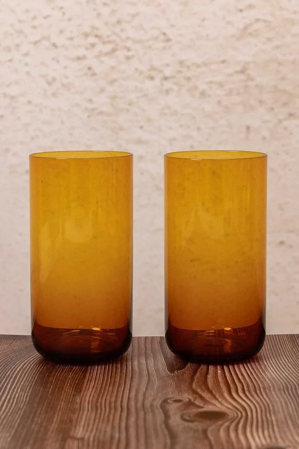 Heritage Amber Glass Hiball Set Of 2* Homeware