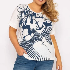 Ulla Popken Anchor Print Top In Off White*Women Tops & Blouses