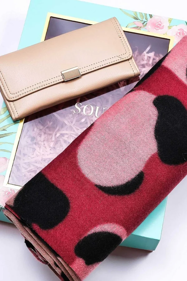 SOUL Accessories Animal Scarf And Purse Set In Pink Tones* Gran