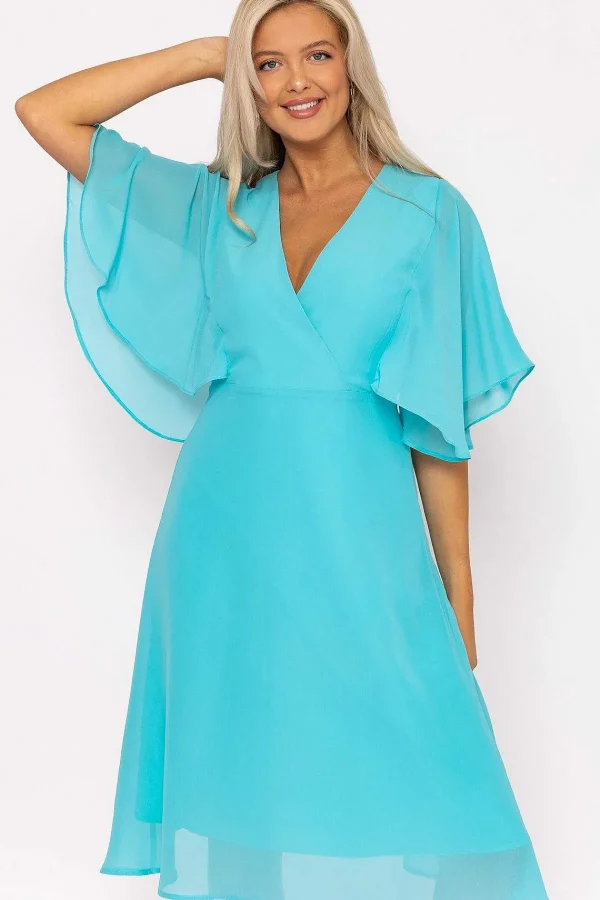 Rowen Avenue Aqua Angel Sleeve Dress* Sale Dresses