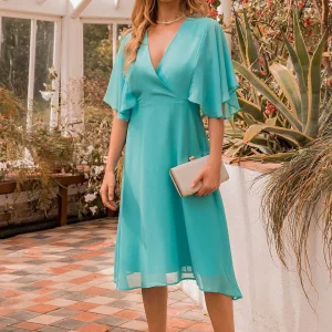 Rowen Avenue Aqua Angel Sleeve Dress* Sale Dresses