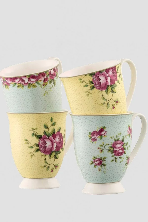 Belleek Archive Rose Ceramic 4 Piece Mug Set* Homeware