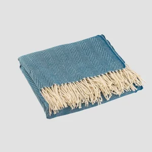 Galway Crystal Atlantic Blue Herringbone Throw* Homeware