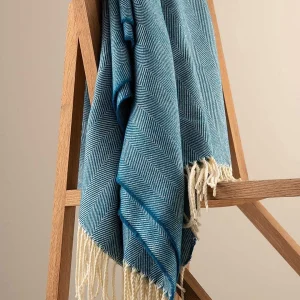 Galway Crystal Atlantic Blue Herringbone Throw* Homeware