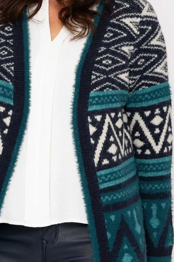 Voulez Vous Aztec Longline Cardigan In Teal*Women Jumpers & Cardigans