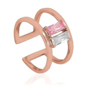 Tipperary Crystal Jewellery Baguette Cz Cage Ring In Rose Gold - One Size* Boxed Gifts