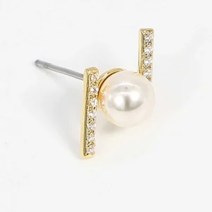 Soul Jewellery Bar And Pearl Earrings In Gold* Earrings