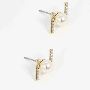 Soul Jewellery Bar And Pearl Earrings In Gold* Earrings