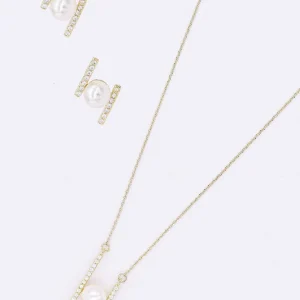 Soul Jewellery Bar And Pearl Necklace In Gold* Necklaces