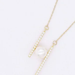 Soul Jewellery Bar And Pearl Necklace In Gold* Necklaces