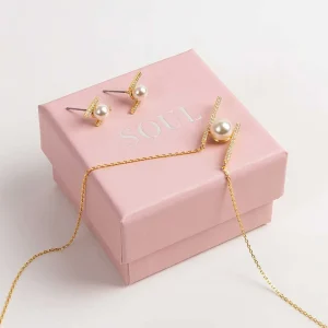 Soul Jewellery Bar And Pearl Necklace In Gold* Necklaces