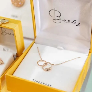 Tipperary Crystal Jewellery Bee Hexagonal Infinity Pendant* Necklaces