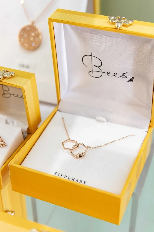 Tipperary Crystal Jewellery Bee Hexagonal Infinity Pendant* Necklaces