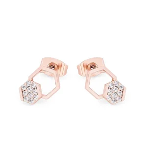 Tipperary Crystal Jewellery Bee Hexagonal Pave Stud Earrings* Boxed Gifts