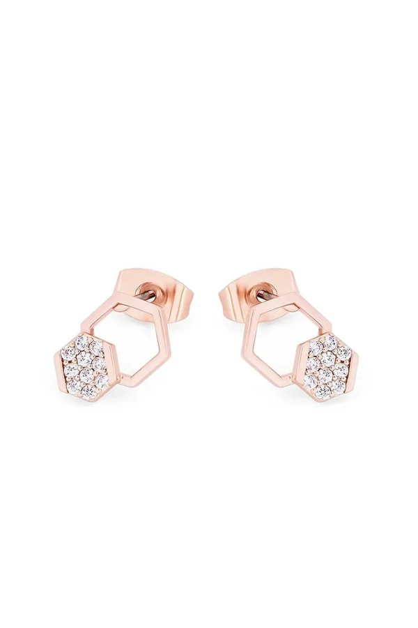 Tipperary Crystal Jewellery Bee Hexagonal Pave Stud Earrings* Boxed Gifts