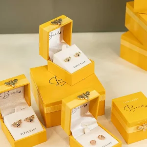 Tipperary Crystal Jewellery Bee Hexagonal Stud Earrings* Boxed Gifts