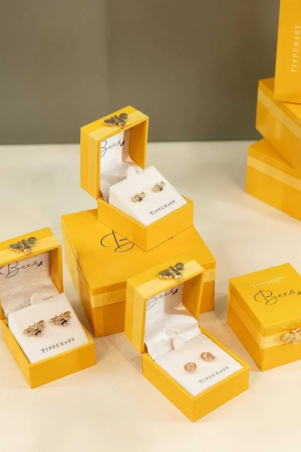 Tipperary Crystal Jewellery Bee Hexagonal Stud Earrings* Boxed Gifts