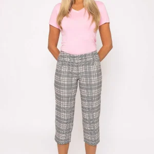 Kelly & Grace Weekend Bengaline Check Crop Pants In Pink Print*Women Jeans & Trousers