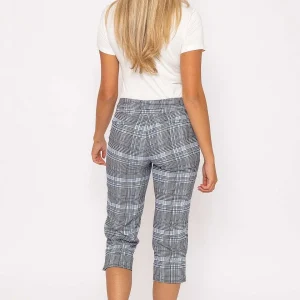 Kelly & Grace Weekend Bengaline Check Crop Pants In Blue Print*Women Jeans & Trousers