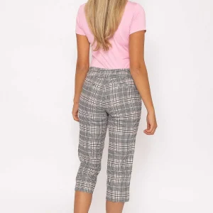 Kelly & Grace Weekend Bengaline Check Crop Pants In Pink Print*Women Jeans & Trousers