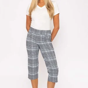 Kelly & Grace Weekend Bengaline Check Crop Pants In Blue Print*Women Jeans & Trousers