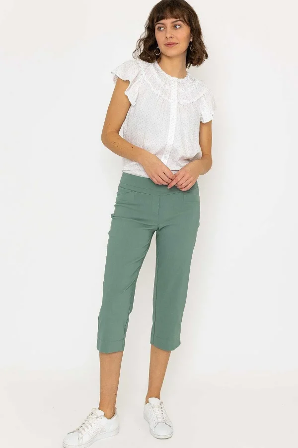 Kelly & Grace Weekend Bengaline Crop Pant In Khaki*Women Jeans & Trousers