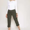 Kelly & Grace Weekend Bengaline Crop Pants In Khaki*Women Jeans & Trousers