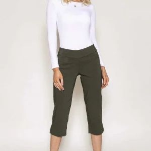 Kelly & Grace Weekend Bengaline Crop Pants In Khaki*Women Jeans & Trousers