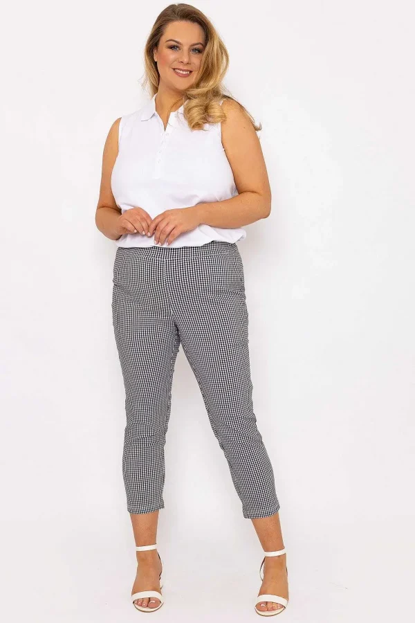 Ulla Popken Bengaline Pants In Check Print*Women Jeans & Trousers