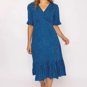 Rowen Avenue Betty Midi Dress In Blue Print* Skater