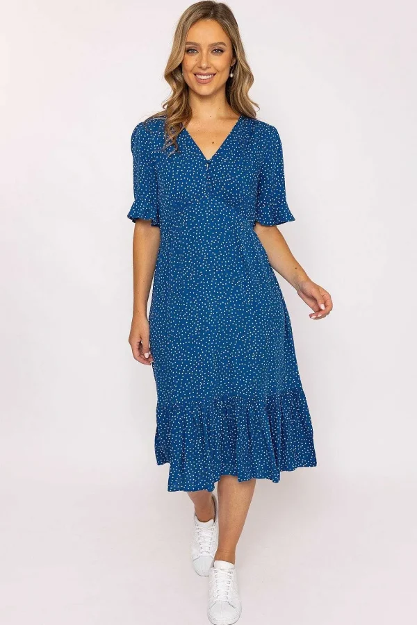 Rowen Avenue Betty Midi Dress In Blue Print* Skater