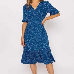 Rowen Avenue Betty Midi Dress In Blue Print* Skater