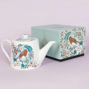 Tipperary Crystal Gift Birdy Robin & Blue Tit Teapot* Homeware