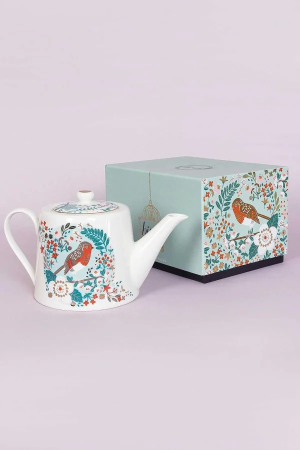 Tipperary Crystal Gift Birdy Robin & Blue Tit Teapot* Homeware