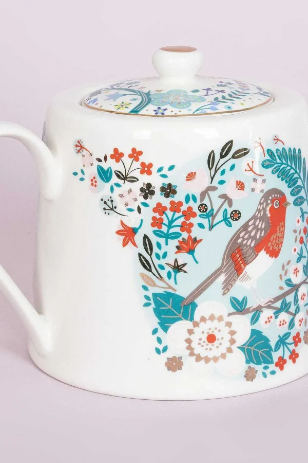 Tipperary Crystal Gift Birdy Robin & Blue Tit Teapot* Homeware