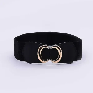 SOUL Accessories Black Elastic Belt With Gold Clasp* Belts